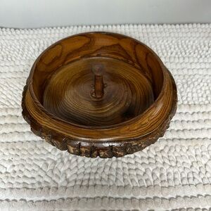 Vintage Tree Bark Walnut Nut Bowl Mid Century Wood Decor 7.5” Diameter‎
